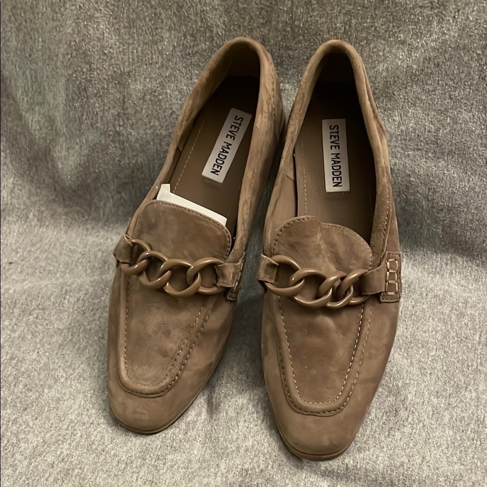 Steve Madden Tan Suede Loafers with Fringe
